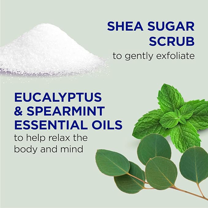 Dr Teal's Shea Sugar Scrub, Eucalyptus & Spearmint Essential Oils, 19 oz (Pack of 3)