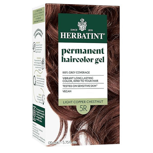 Herbatint Permanent Hair Dye For Women - 5R Light Copper Chestnut - For Up To 100% Gray Coverage of Resistant Gray Hair - Ammonia-Free, Alcohol-Free & Vegan - Salon Influenced Hair Color 5.75 ...