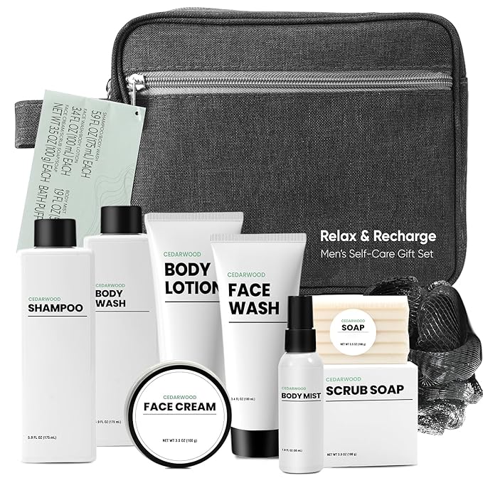 Body & Earth Gifts for Men 10Pcs Full Size Mens Body Wash Sets With Toiletry Bag Perfect Mens Gift for Christmas Birthday Gifts Anniversary Gifts for Men