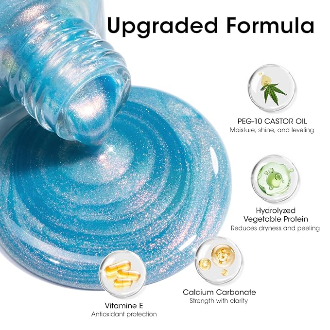 GELLEN Pearl Nail Polish Set 3 Colors Pastel Mermaid Ombre Nail Polish Glitter Shimmer Air Quick Dry Nail Lacquer Light Blue Purple Green Aurora Iridescent Fingernail Polish Home Salon DIY Manicure