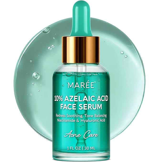 MAREE 10% Azelaic Acid Face Serum - Redness Soothing Hydrating Serum with Niacinamide, Centella Asiatica & Hyaluronic Acid - Relief Serums for Face & Body - Azalecic Acid Skin Facial - Acido Azelaico