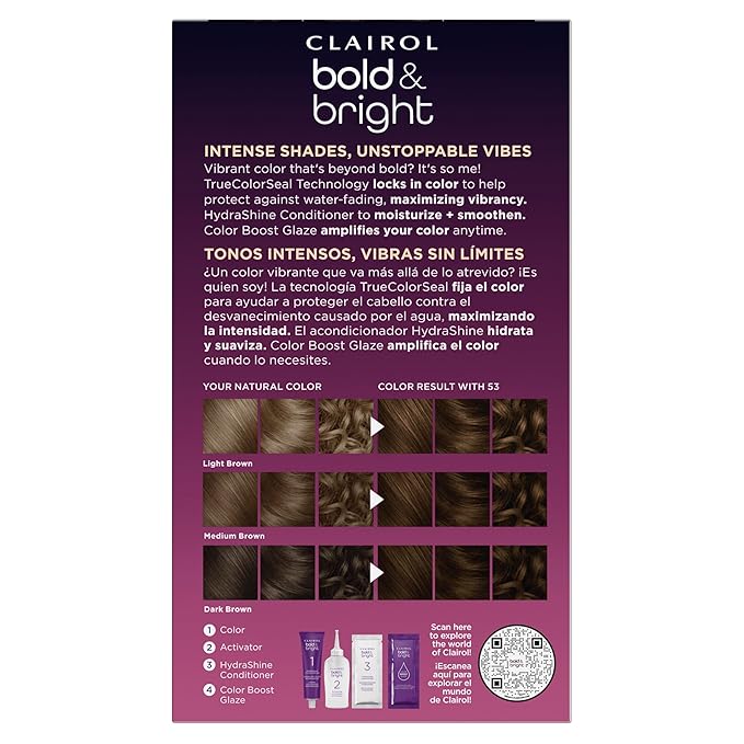Clairol Bold & Bright Permanent Hair Dye, 53 Dulce de Leche Hair Color, Pack of 1