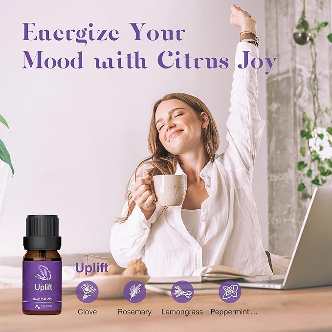 ASAKUKI Essential Oils, Essential Oil Blends Set for Diffusers, Humidifiers, Candle Making, Aromatherapy-Breathe, Uplift, Sensual, Rest, Unwind, Balance, 6 * 10ml