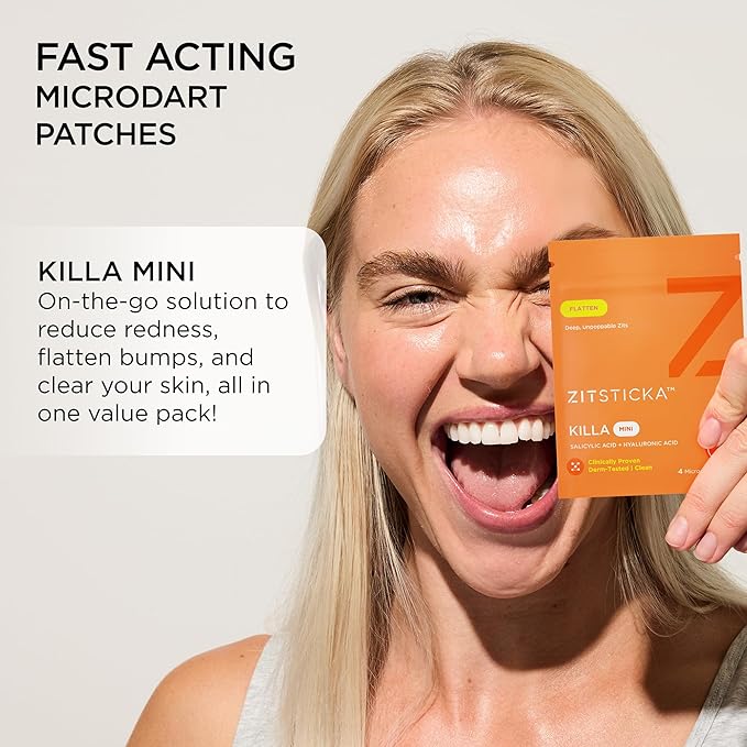 ZitSticka Killa Pimple Patches for Face - World's Most Potent Pimple Patch with Fast-Acting Microdarts - Starts Working within 26 Hours for Deep, Early-Stage Zits - Mini 24 Count