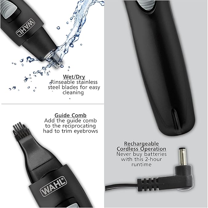 Wahl Groomsman Rechargeable Precision Trimmer for Hygienic Grooming with Rinsable, Interchangeable Heads for Eyebrows, Neckline, Nose, Ears, & Other Detailing - Model 3023284