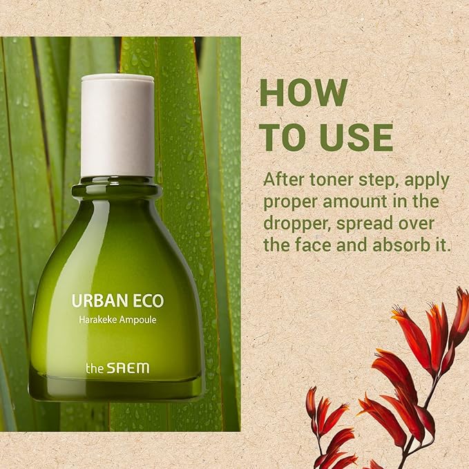 THESAEM Urban Eco Harakeke Ampoule 1.52 fl.oz. – Vegan Moisturizing Face Serum with Harakeke Extract and Hyaluronic Acid - Hydrating Ampoule to Strengthen Skin Barrier