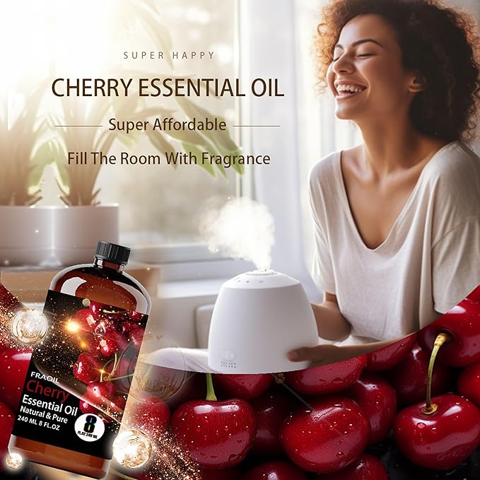 Cherry Essential Oil, Cherry Oil 8 Fl Oz 240ML for Diffuser Humidifier Yoga Cleaning DIY Candle Soap Making Perfume Gift for Women Essential Oils