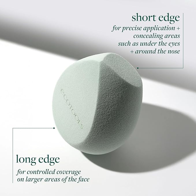 EcoTools Blurring Blender Makeup Sponge Duo, Makeup Blender Sponge For Blurred Skin, For Liquid & Cream Foundation, Cloud Coverage Memory Foam, Eco Friendly & Latex Free, Cruelty-Free & Vegan, 2 Count