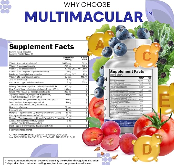 Clean Nutra Eye Vitamins with Bilberry Lutein and Zeaxanthin Supplements Lycopene 40mg Resveratrol Grape Seed Astaxanthin for Eyes - Eye Care Health Support (60 Count (Pack of 2))