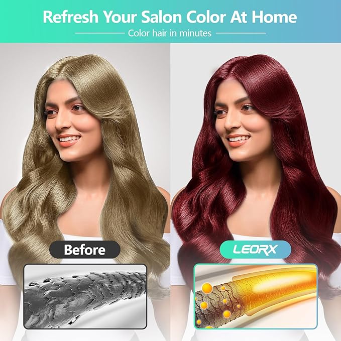 Leorx Hair Dye shampoo, 3 In 1 Deep Wine Red Color Shampoo Hair Dye For Refresh Hair Instant Herbal Coloring Shampoo For Women&Men - Tintes Para El Cabello Profesional