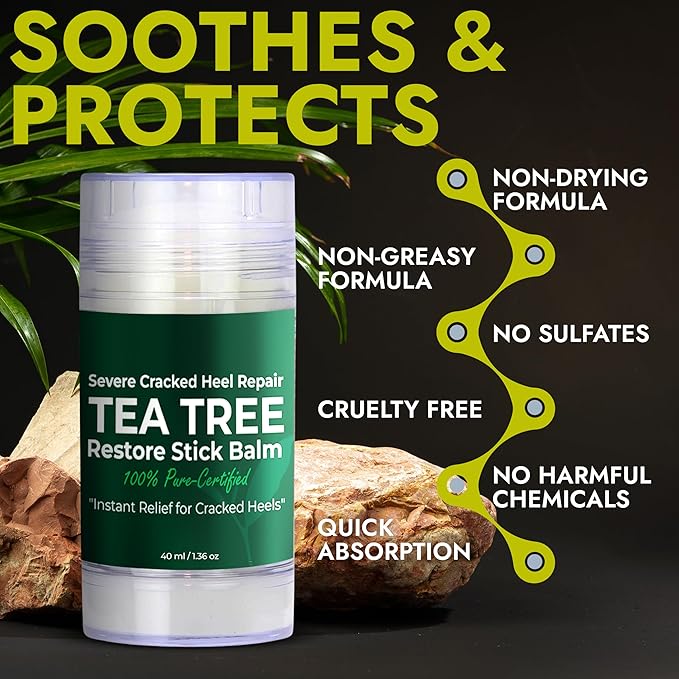 Terramed Just Think Comfort Foot Balm for Dry Cracked Feet | Foot Balm Stick for Dry Cracked Feet Tough Skin on The Heels and Intensely Moisturizing | No Mess Applicator | 2 Pack Stick