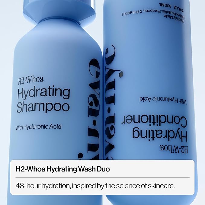 Eva NYC Hyaluronic Acid Hydrating Shampoo and Conditioner Set - Add Moisture + Shine - Restore Hydration + Soften - All Hair Types - Gentle Cleanse, High Lather - Jasmine Scent - 10 floz (Pack of 2)