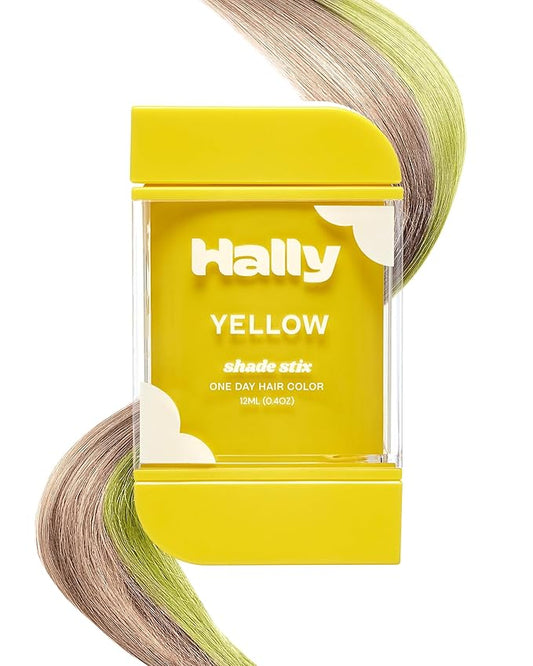 Hally Hair Temporary Hair Color, Shade Stix (Yellow) - Hair Makeup Accessories for Kids, Teens & Adults - 12 ml Washable Hair Chalk & Dye for Festivals, Sporting Events & Parties