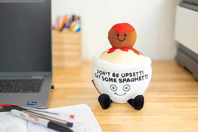 Punchkins Spaghetti Plushie - Don't Be Upsetti, Eat Some Spaghetti Sassy Spaghetti & Meatball Plush, Gift for Food Lovers, Cute Plush Toy for Gifting