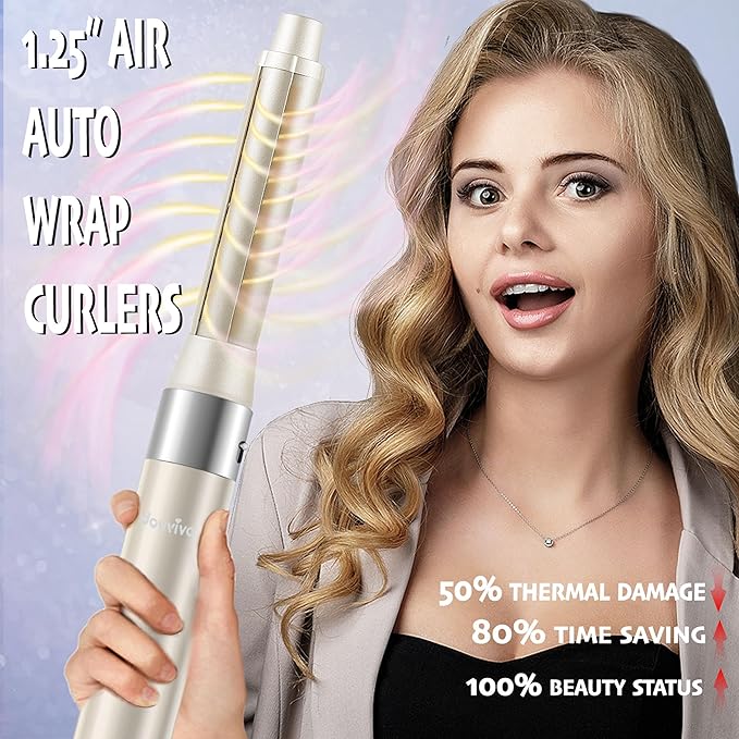 6-in-1 Ionic Hair Dryer Brush, Hot Air Styler 110,000 RPM High-Speed Frizz-Free Auto Wrap Curlers, Blow Dryer Multi Air Styler Wrap for Fast Drying Straightening Volumizing Curling Styling