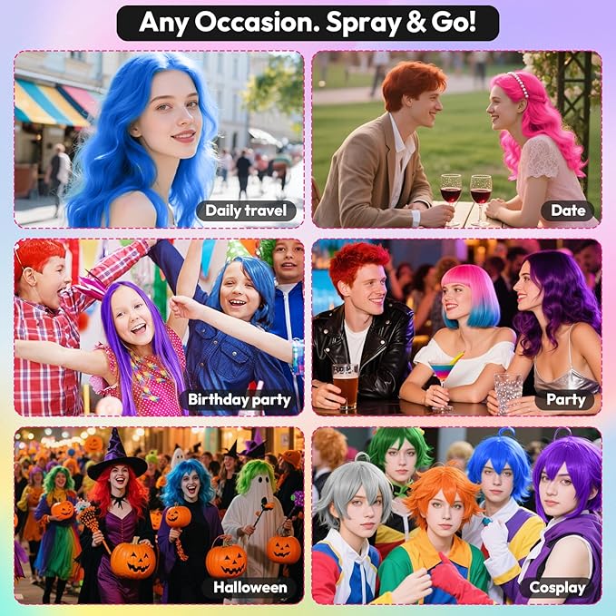 Blue Temporary Hair Color Spray for Kids & Women- Washable Root Touch Up Hair Dye, Non-Sticky Hair Wax for Christmas,Cosplay,Parties (120ML, Blue)