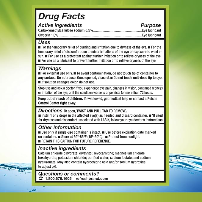 Refresh RELIEVA Preservative-Free Tears Lubricant Eye Drops, 0.33 fl oz (10 mL)