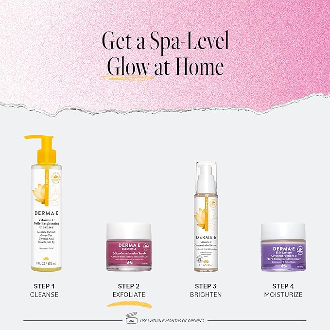 DERMA E Microdermabrasion Scrub with Dead Sea Salt & Citrus Essential Oils – Facial Exfoliating Scrub Smooths, Revitalizes and Renews – Ideal for Scars and Wrinkles, 2oz