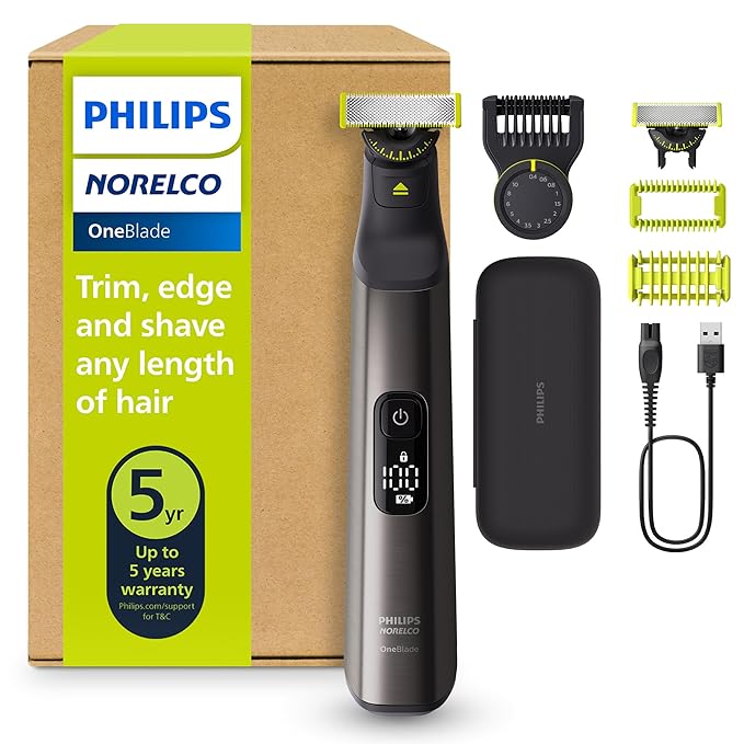 Norelco Philips OneBlade 360 Pro Face + Body, Hybrid Electric Beard Trimmer, Shaver and Bodygroomer, with 360 Blade Technology, Model QP6552/90