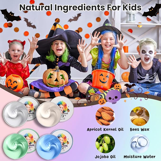 4 Colors Temporary Hair Color Wax for Kids, Blue Green Gray White Hair Styling Mud, Washable Style Dye for Girl Boy Teens, DIY Instant Hair Coloring Gel Cream for Cosplay Halloween Children's Day