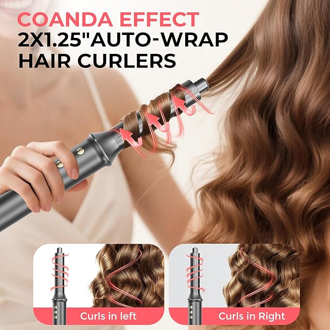 5 in 1 Hair Styler&Hair Dryer Brush,High-Speed Frizz-Free Blow Dryer,Ionic Fast Drying Hot Air Brush Air Styler Wrap, Auto Wrap Curler, Multi Styler Tools-Curl,Volumize, Straighten,Ideal Gift