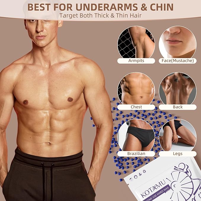 KOTAMU Wax Beads for Hair Removal, 1lb Lavender Hard Wax Beans for Sensitive Skin, Facial, Chin, Underarms, Brazilian Bikini Face, Perfect for Men Women Full Body Waxing at Home Salon