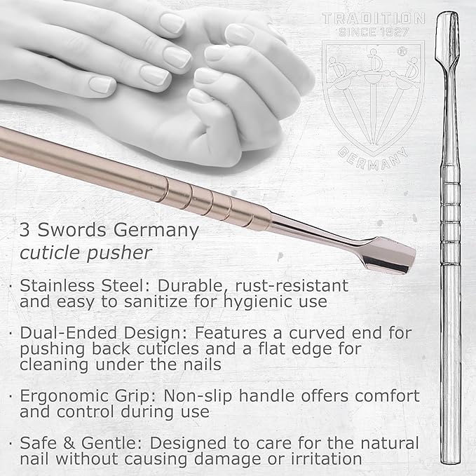 3 Swords Germany - brand quality, professional CUTICLE PUSHER, CUTICLE KNIFE, NAIL CLEANER, stainless steel, extra sharp, manicure pedicure nail care by 3 Swords Germany (7940)