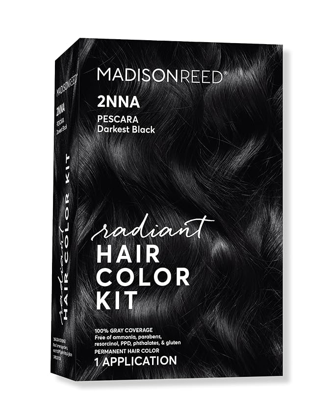 Madison Reed Radiant Hair Color Kit | 2NNA Darkest Cool Black with Ash Undertones (Pescara Black) for 100% Gray Hair Coverage | Dimensional Permanent Hair Dye | PPD-Free & Ammonia-Free | 1 Pack