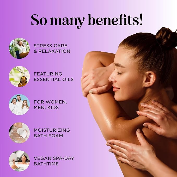 Premium Lavender Bubble Bath for Women - Moisturizing Foaming Bath Bubbles for Adults with Chamomile Clary Sage & Lavender Aromatherapy Oils for Relaxing Self Care - Paraben & Sulfate Free (16 Fl Oz)