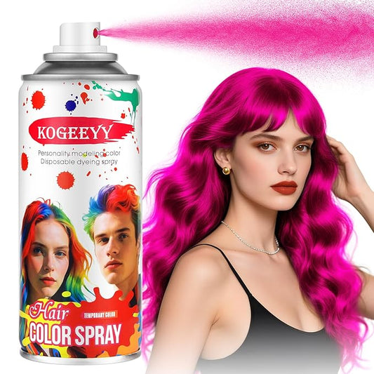 Temporary Hair Color Spray for Kids Women,One-Time Use Pink Hair Spray, Washable Temporary Hair Dye, Natural Hair Color Wax, Non-sticky Hair Spray for Cosplay, Party, Christmas, Halloween(Pink,4.06Oz)