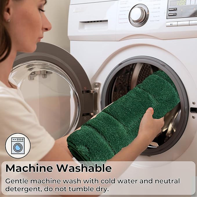 GRANNY SAYS Bathroom Rugs Sets 2 Piece,Soft Bath Mats for Bathroom, Bath Rugs Non Slip Washable, Absorbent Bath Rug for Tub, Shower and Toilet, Bath Mat Set (Dark Green, 20" x 32" + 16" x 24")