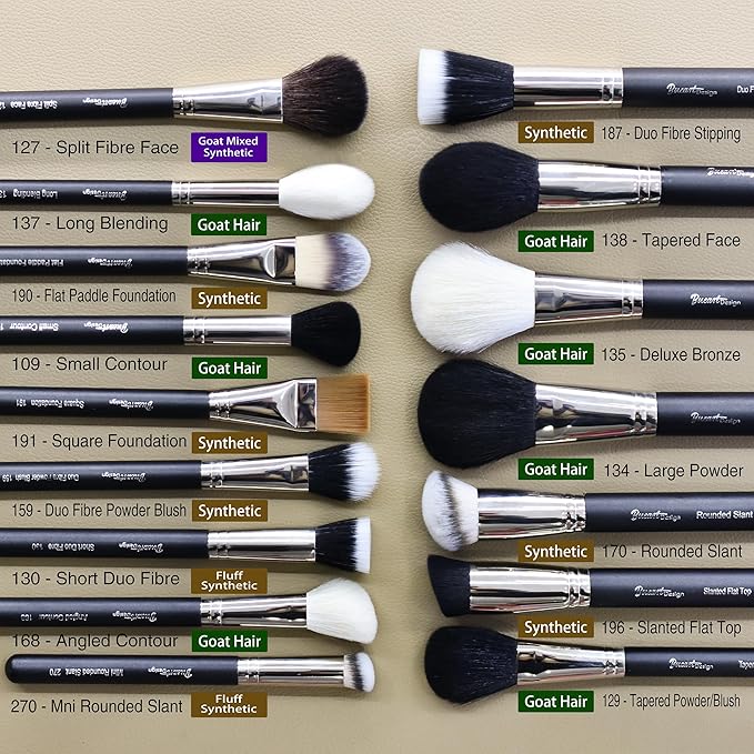 Makeup Artist MUST HAVES 42Pcs Makeup Brushes Set with Real Natural Goat Hair By BUEART DESIGN (42Pcs Matte Pearl Black)