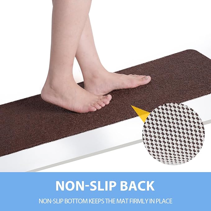 Non-Slip Bathtub Mat, 2 Pack Anti Slip Shower Mat, Fast Drying Bathtub Mats, Foot Scrubber Mat, Anti Slip Mat for Tub, Floor, Bathroom, Kitchen, Home, Hotel (Brown 24"×16"+24"×16")