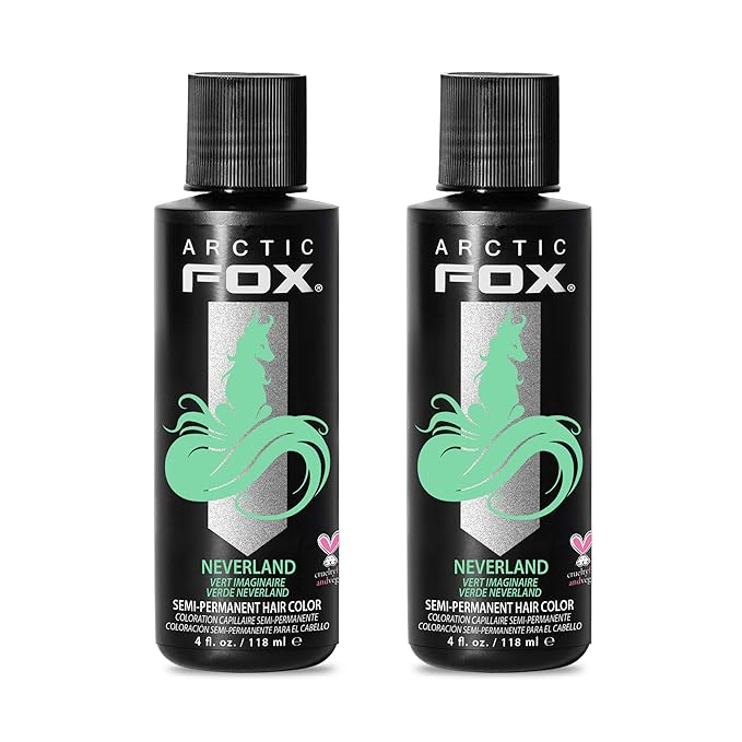 Arctic Fox Semi-Permanent Hair Color Dye, Vegan & Cruelty-Free, Pastel Mint Green, Conditioning, Ammonia-Free, Peroxide-Free, Neverland, 4 Fl Oz (Pack of 2)