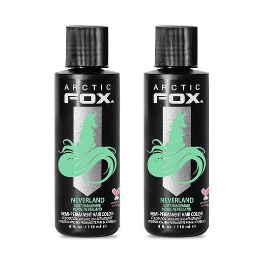 Arctic Fox Semi-Permanent Hair Color Dye, Vegan & Cruelty-Free, Pastel Mint Green, Conditioning, Ammonia-Free, Peroxide-Free, Neverland, 4 Fl Oz (Pack of 2)