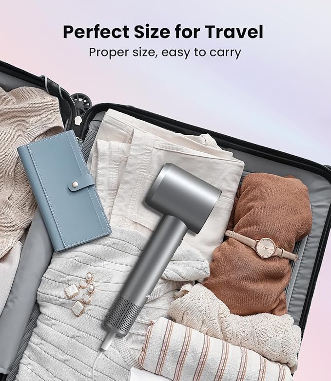 Hair Dryer: 150000 RPM Portable Professional High Speed Ionic Blow Dryer for Fast Drying, 500 Million Negative Ions Care & Heat Control & Low Noise with Magnetic Diffuser & Nozzle, 5 Temps & 3 Speeds