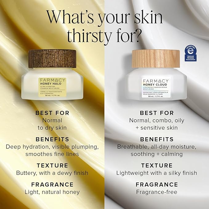 Farmacy Honey Cloud Lightweight Face Moisturizer - Hydrating Face Lotion Infused with Hyaluronic Acid, Peptides & Chamomile - Daily Facial Moisturizer for Oily, Sensitive, or Combination Skin (50ml)