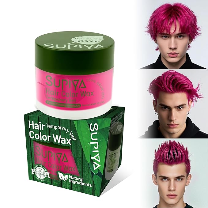 Temporary Hair Styling Color Wax, Green Blue Purple Red Hair Dye Color Wax Washable Natural Instant Hair Coloring Cream for DIY Hairstyle for Kids Men Women(Red#100)
