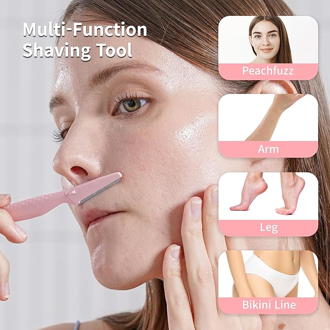 Tinkle Everglow Dermaplane Razor (6 ct), Eyebrow Razor & Face Razors for Women, Peach Fuzz Remover, Dermaplaning Tool, Stainless Steel Blades, Stocking Stuffers