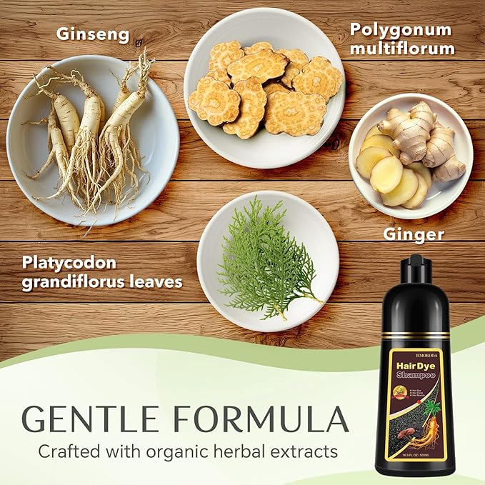 Chestnut Brown Hair Dye Shampoo 3 in 1, Instant Natural Hair Color Shampoo Hair Dye for Women & Men Maroon, Root Touch Up & Easy To Use & Lasts 3-4 Weeks & All Hair Types, 16.9 fl.oz