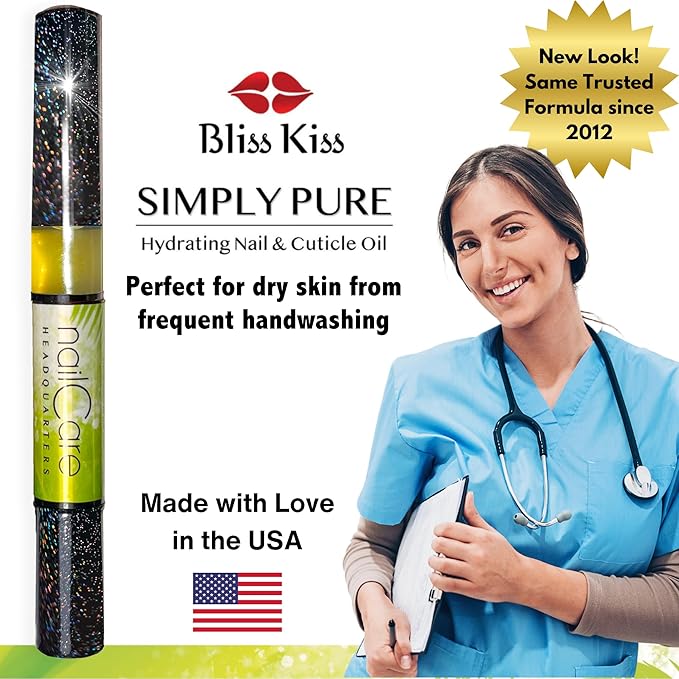 Cuticle Oil Pen for Nails - Nail Strengthener & Growth Oil and Serum for Damaged Nails, Hangnails w/Jojoba cuticle oil—Coconut Lime Verbena Fragrance - Holographic Glitter Pens 4-Pack