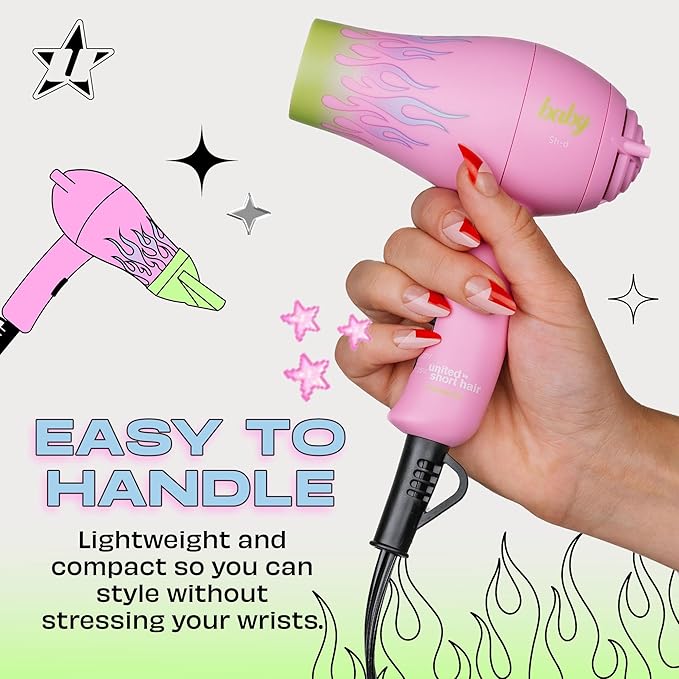 Travel Hair Dryer – Lightweight, Portable Dual Voltage Mini Blow Dryer for Women and Men with Foldable Handle, and Nozzle for Targeted Styling - Works on Short and Long Hair