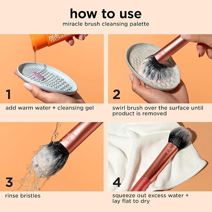 Real Techniques 6 Piece Everyday Essentials Makeup Brush Set, Includes 4 Brushes & 2 Makeup Sponges, For Foundation, Blush, Bronzer, Contour, Eyeshadow, & Powder, Travel Gift Set, Cruelty-Free & Vegan