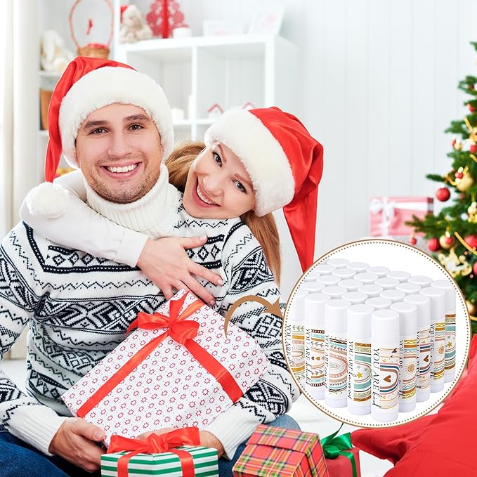 50 Pcs Christmas Christian Lip Balm Bulk Bible Verses Lip Balm Scripture Christian Gifts for Women Faith Religious Church Party Favor Inspirational Gift for Coworker Staff Employee(Boho)