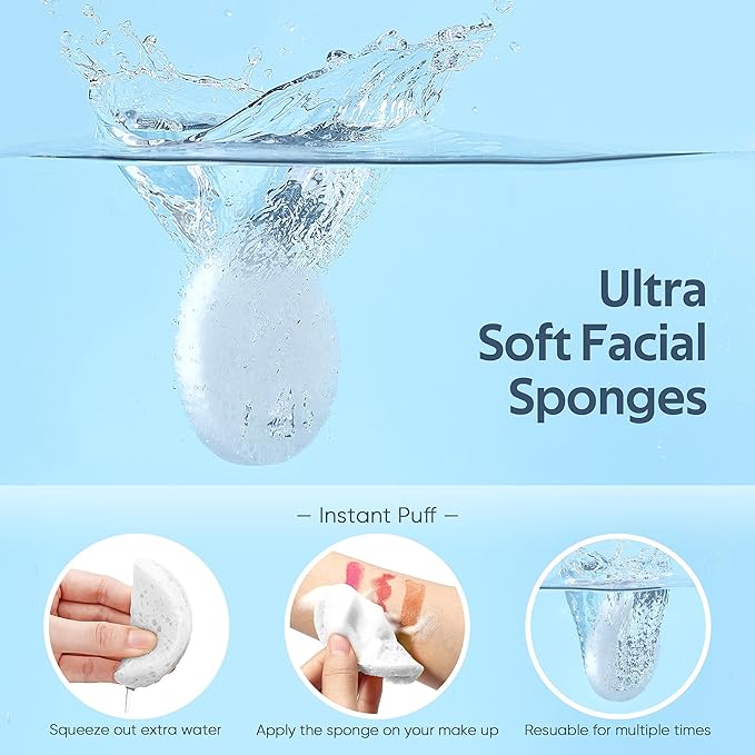GAINWELL 100PCS Compressed Facial Sponges, Cleansing, for Personal Spa Esthetician Use, White