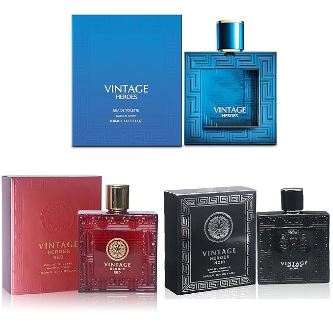 3Pack Men Colognes Vintage Heroes Series Eau De Parfume Spray with Woody Floral & Fruity Scent Perfume Gift Set Day to Night Luxury Fragrances