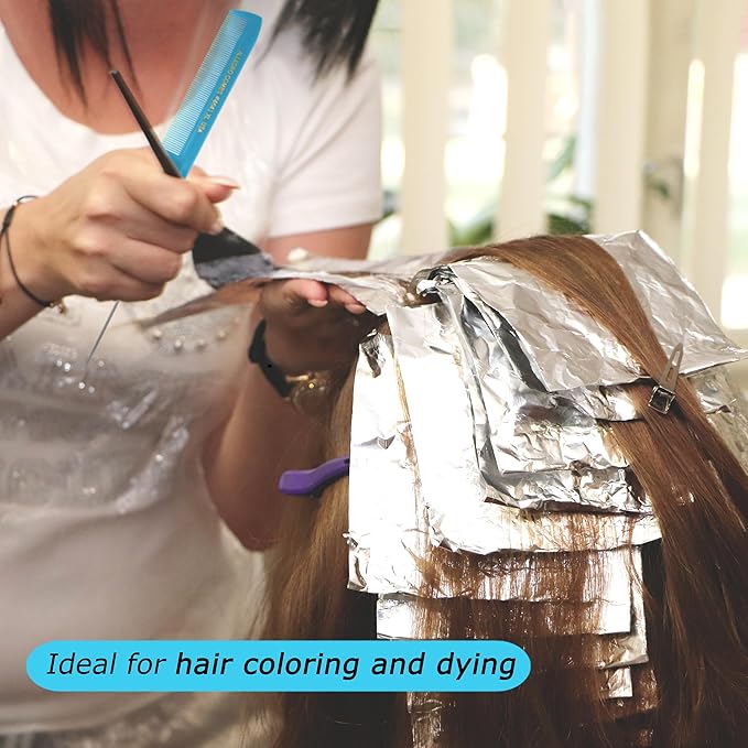 Allegro XL Pintail Rat Tail & Parting Combs - Metal Tail Foiling & Pin Combs (2 Pc. BLUE & AQUA)