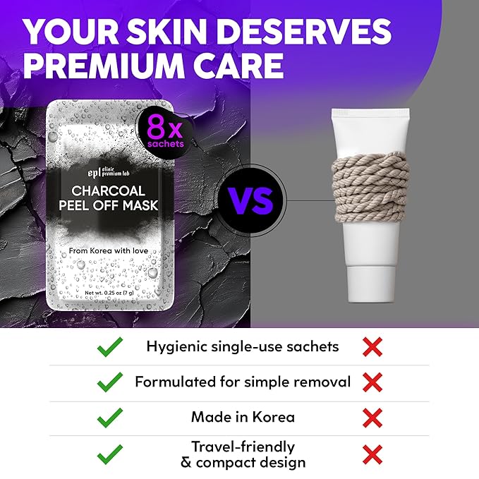 Korean Blackhead Remover Peel Off Mask – Activated Charcoal Face Mask for Women & Men – Black Head Remover for Face & Nose, Pore Cleaner, Facial Masks Skincare Alternative to Nose Strips & Mud