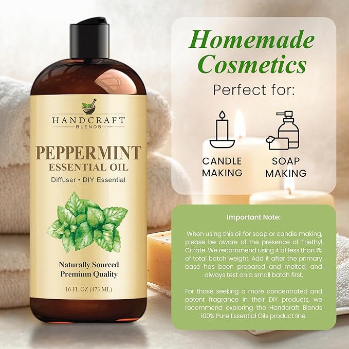 Handcraft Blends Peppermint Essential Oil - Huge 16 Fl Oz - for Candle Making, Soap Making, Diffusers, and Aromatherapy
