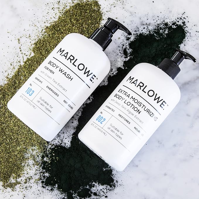 MARLOWE. No. 002 Body Lotion 15 oz Pump, Original, Revitalizing Dry Skin Lotion with Aloe Vera & Amino Acids, Hydrates & Nourishes, Lightly Scented